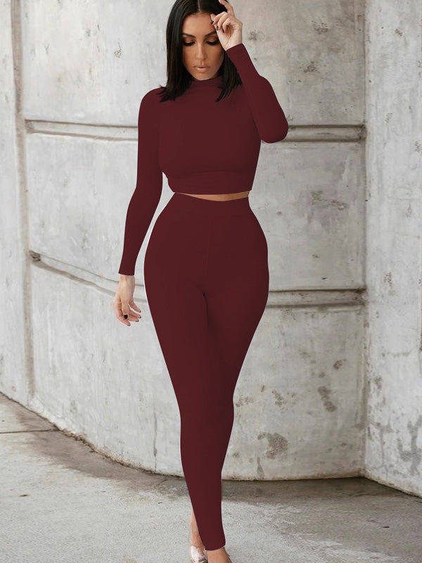 Long Sleeve Slim Solid Color Yoga&Gym Fitness Suit