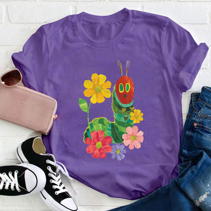 Flowers And The Very Hungry Caterpillar Teacher T-Shirt