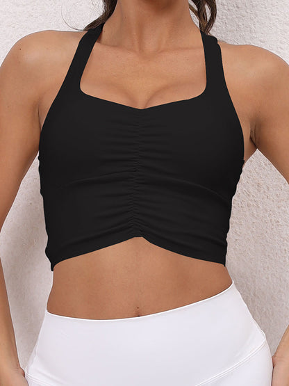 Skinny Sleeveless Hollow Solid Color Sports Bra Spaghetti-Neck Bra