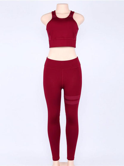 Solid Sports Bra And Leggings Suit