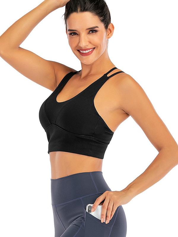 Wrap Solid Color Back Cross Sports Bra