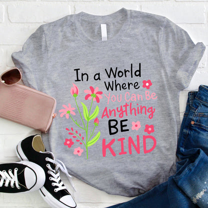 Be Kind Pink Flower Teacher T-Shirt