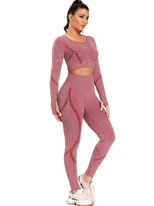 Solid Color Breathable Long Sleeves Yoga Suits