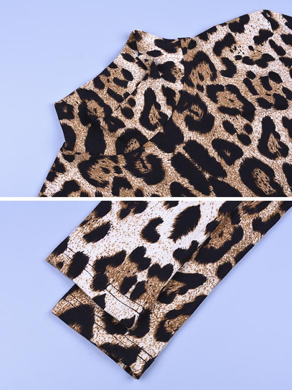 Long Sleeve Leopard Print  Sports Bodysuit