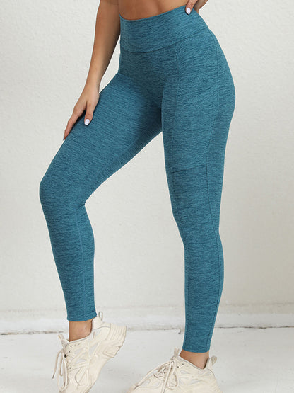 Skinny High-Waisted Pleated Pockets Solid Color Leggings