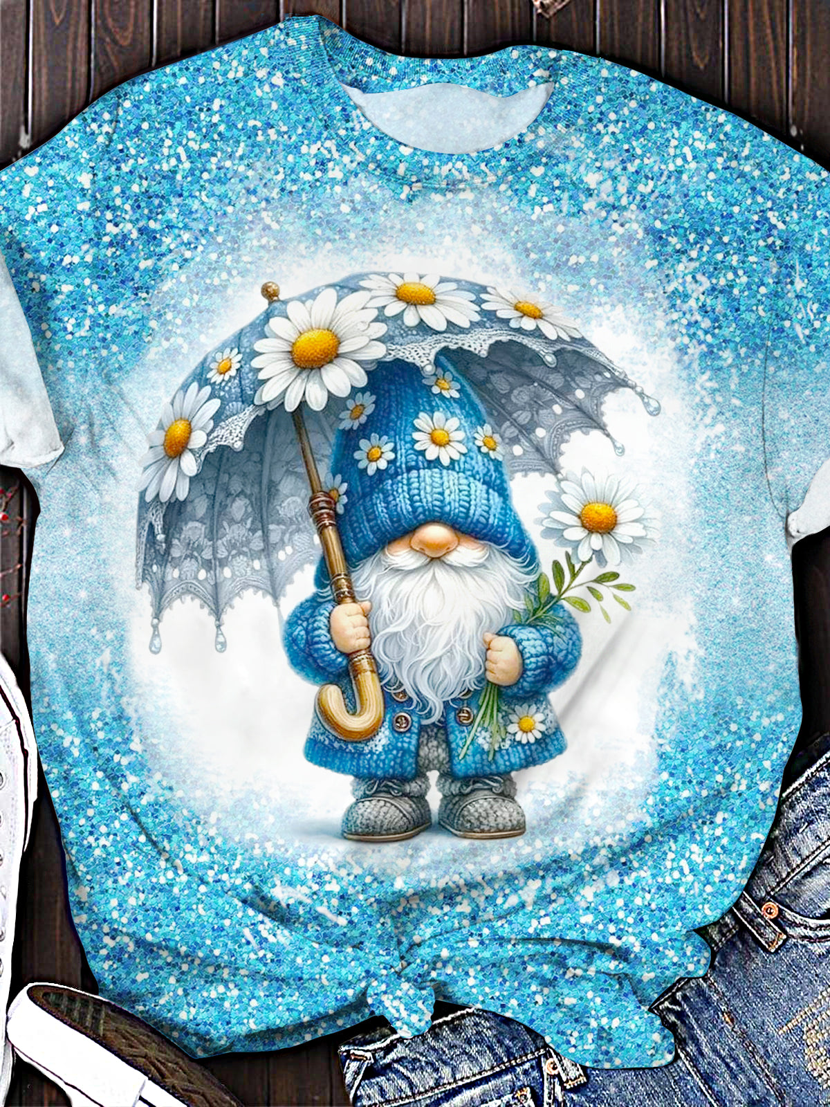 Women's Cute Gnome Crew Neck T-shirt