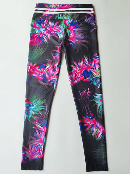 Leaves Print Empire Tight  Yoga Athletic Leggings