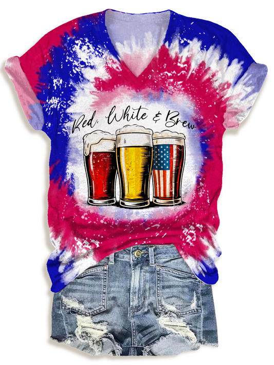 4th of July Wine Glasses V-neck T-Shirt