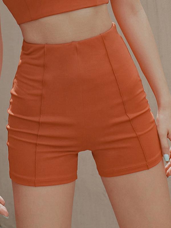 Sexy Solid Color Wrap High Waist Sports Shorts