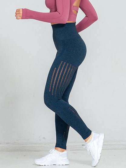 Sexy Solid Hollow Peach Hip Yoga Leggings