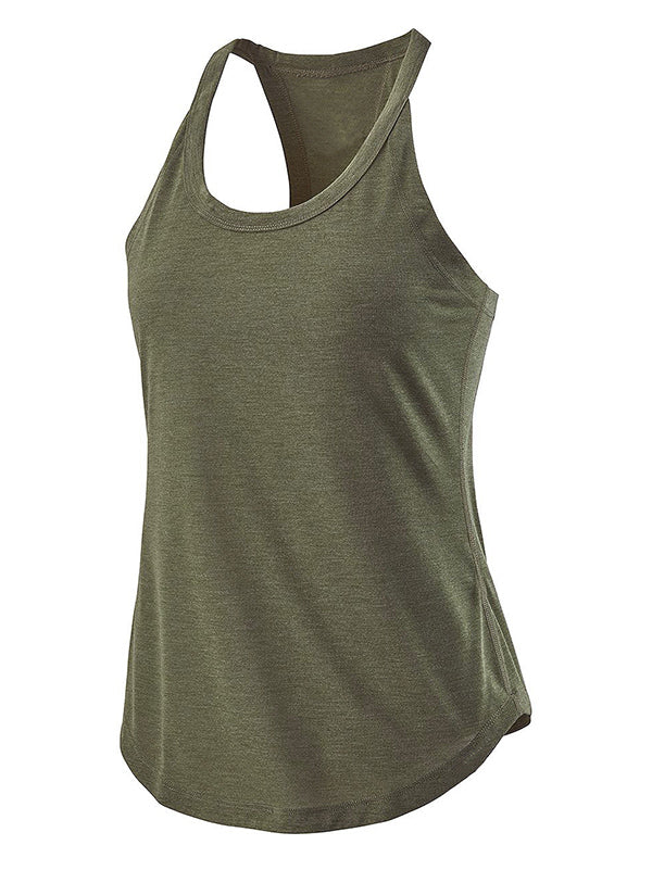 U Collar Backless Breathable Soild  Vest