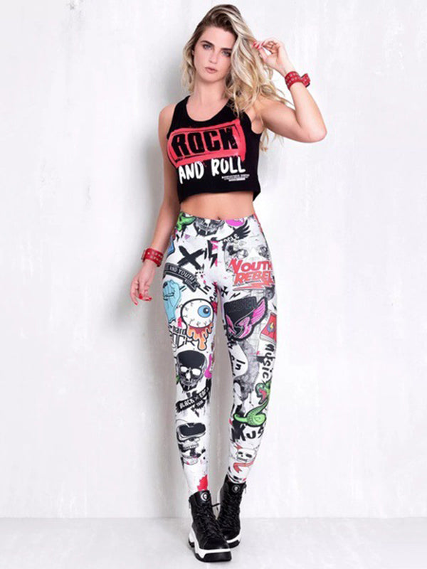 Printed High Waisted Flexible Sports Leggings