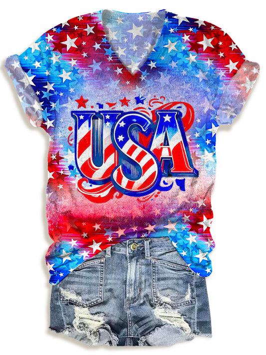 Patriotic USA  V-neck T-Shirt