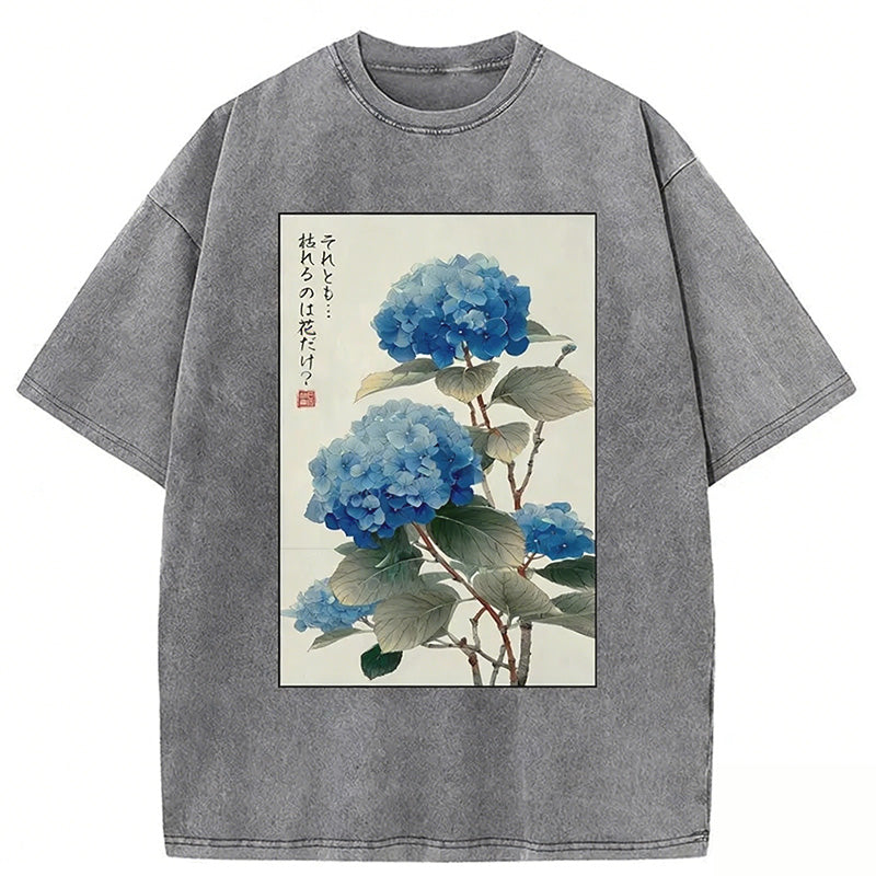 Ukiyoe Hydrangeas: A Reflection Of The Soul Washed T-shirt