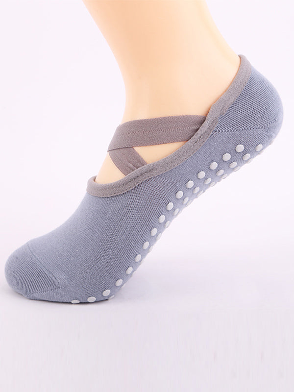 Ballet Cross Strap Yoga Edging Open Back Silicone Non-Slip Sports Dance Socks