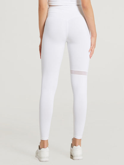 High-Waisted Mesh Solid Color Sports Leggings