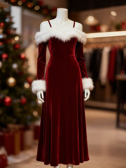 Women'S Casual Christmas Color-Blocked Dress