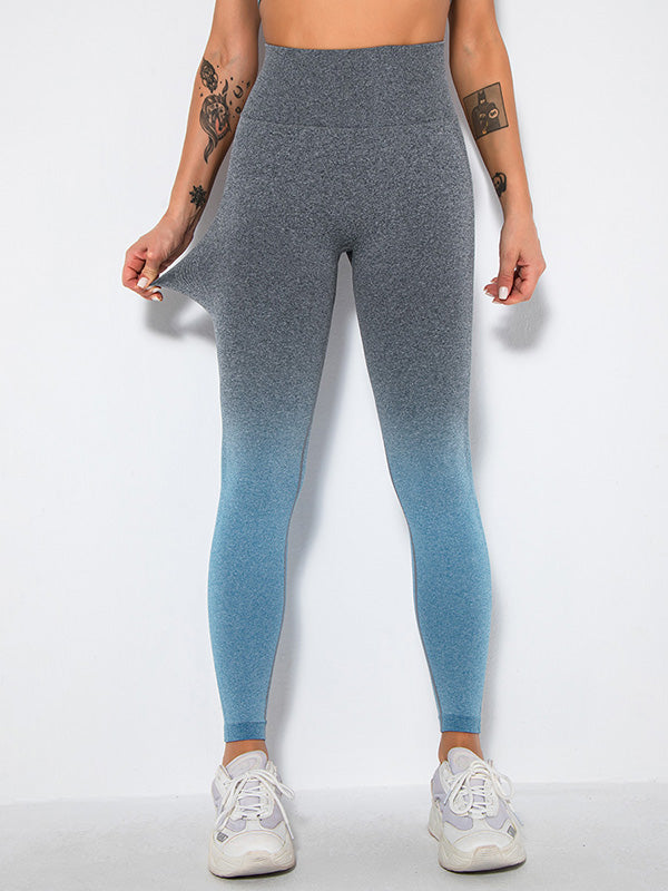 Seamless Gradient Hips-Lift Running Sport Leggings