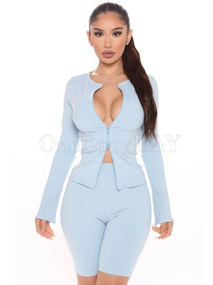 Sexy Long Sleeves Wrap Solid Color Suits