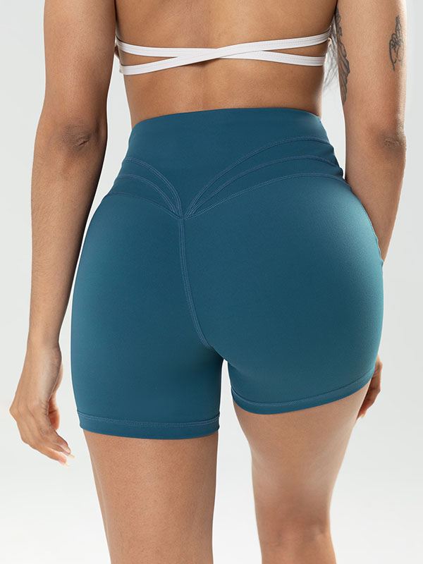 Skinny Wrap Sports Shorts High-Waisted Yoga Bottoms Solid Color Shorts