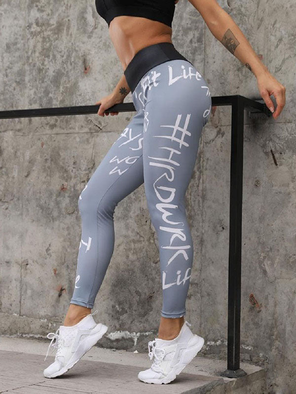 Letter Printed Sports Leggings