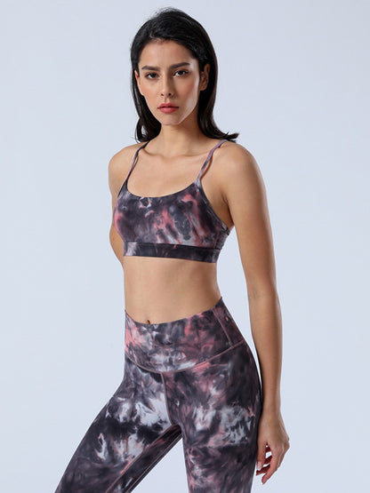 Narrow Strap Tie-Dyed Breathable Sports Bra