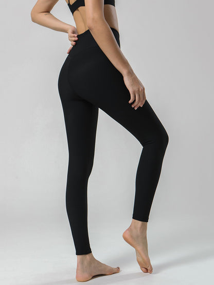 Back Cross Solid Color High-Waisted Bra&Leggings Sports Suits