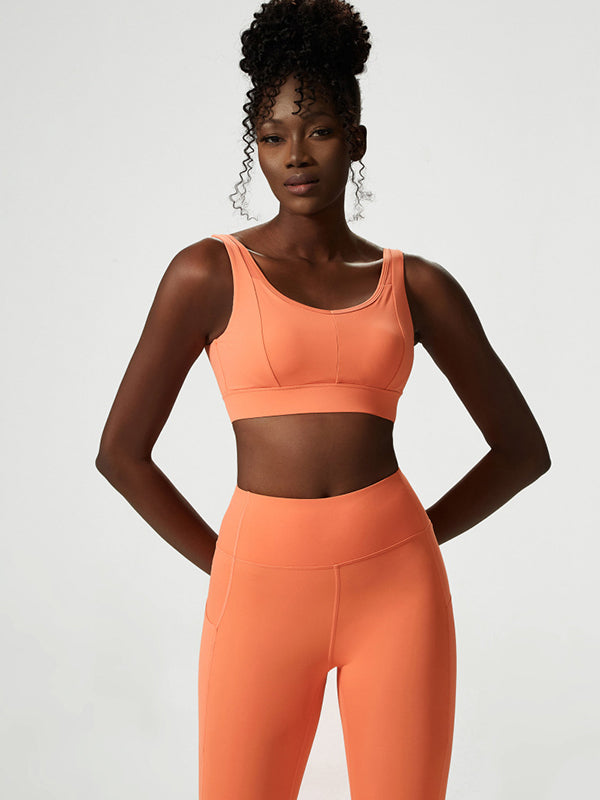 High Waisted Wrap Fluorescent Tees&Bra&Leggings Suits