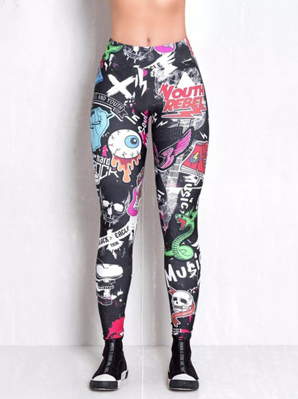 Printed High Waisted Flexible Sports Leggings