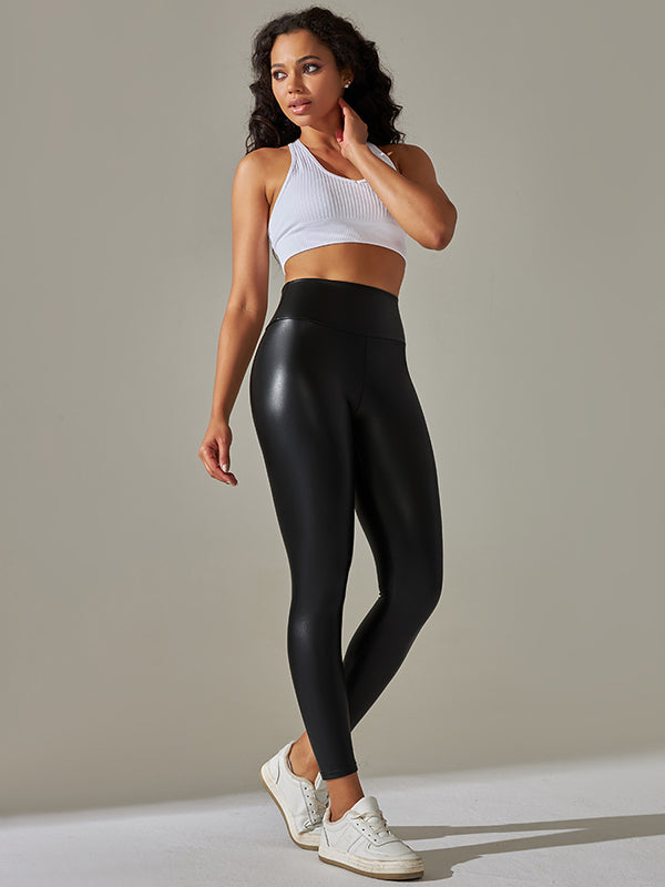 Skinny Wrap High-Waisted Solid Color Leggings