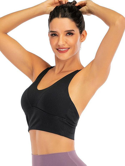 Wrap Solid Color Back Cross Sports Bra