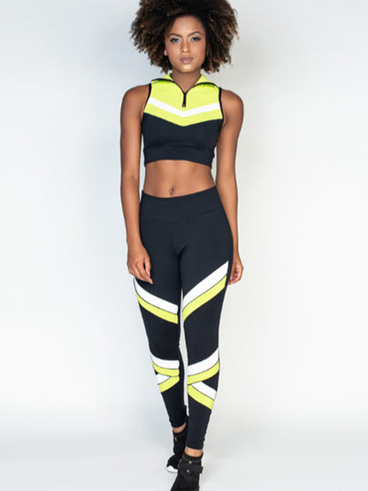 Contrast Color Casual High-Waisted Fitness Leggings