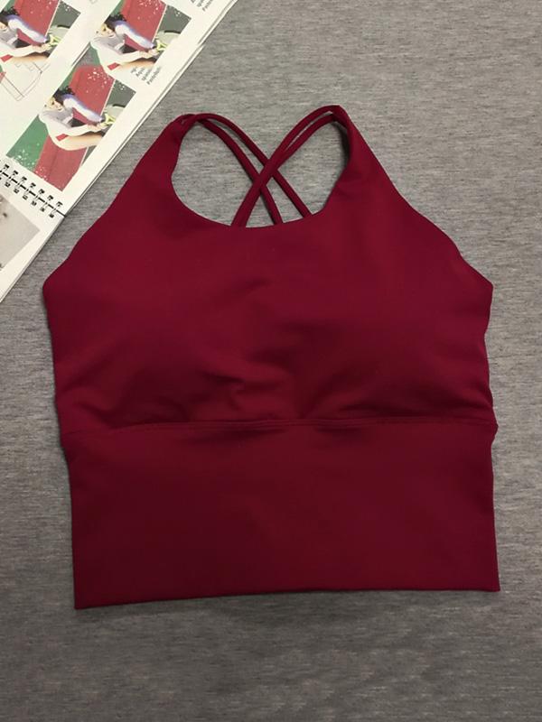 Solid Wrap Backless Sports Bra