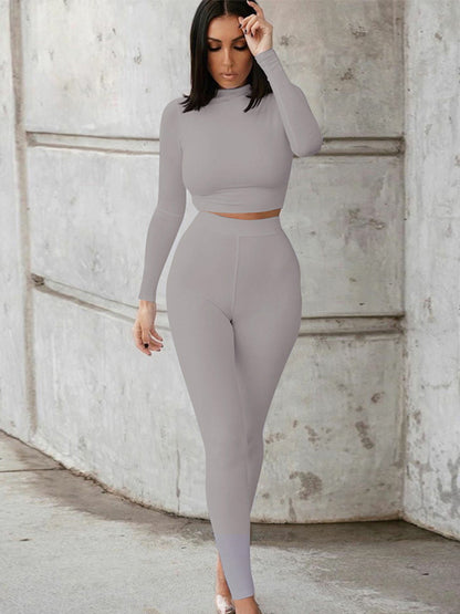 Long Sleeve Slim Solid Color Yoga&Gym Fitness Suit