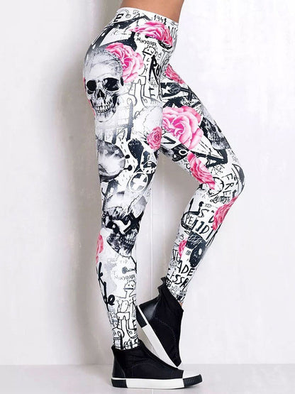 Skinny Skull Print Yoga Bottoms Leggings