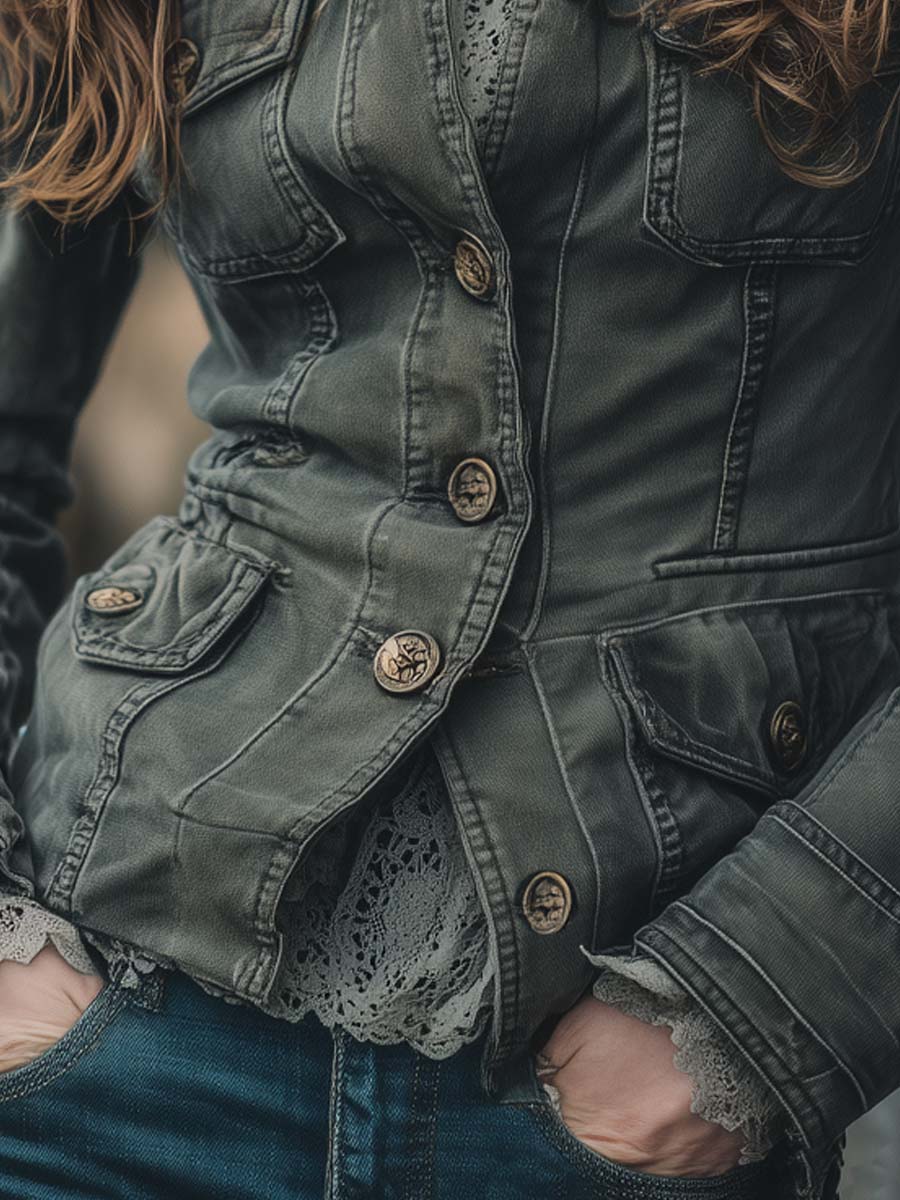 Vintage Washed Worker Button-Up Jacket