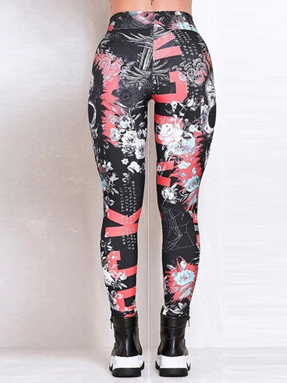 Skinny Skull Print Yoga Bottoms Leggings