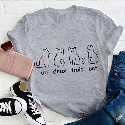 Un Deux Trois Cat French Teacher T-Shirt