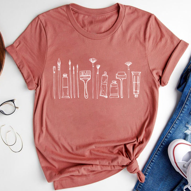 Paint Brushes Teacher T-Shirt