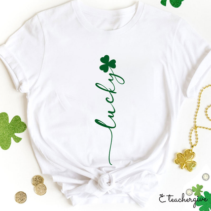 Clover Flower Lucky Stem Teacher T-Shirt