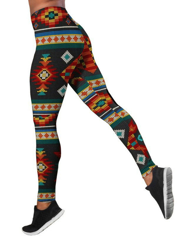 Geometric Printed Breathable Hollowed Vest&Leggings Sports Suits