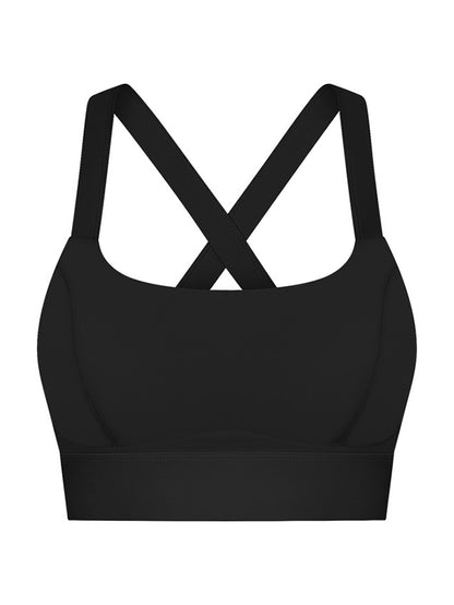 Skinny Wrap Back Cross Yoga Tops Solid Color Spaghetti-Neck Bra