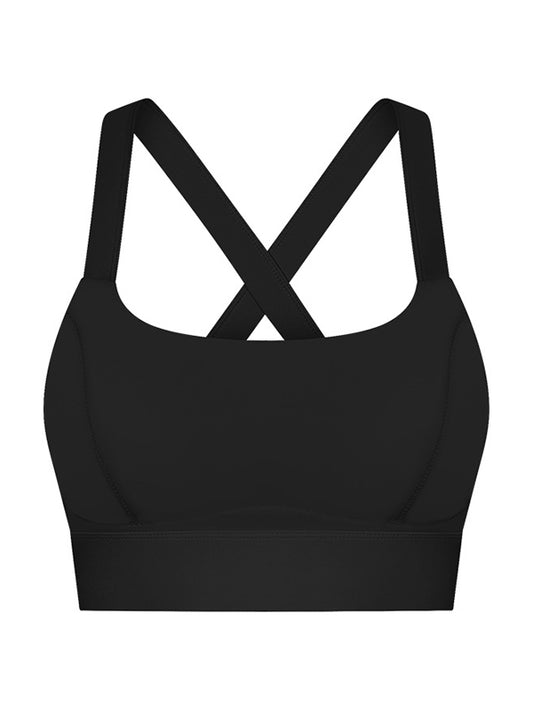 Skinny Wrap Back Cross Yoga Tops Solid Color Spaghetti-Neck Bra