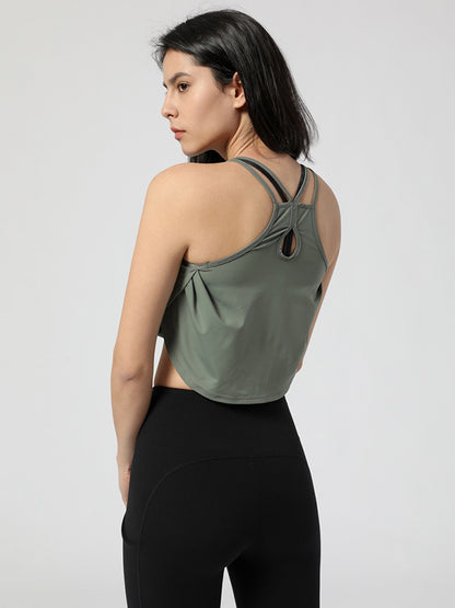 Beautiful Back Line Solid Color Breathable Sports Vest Top