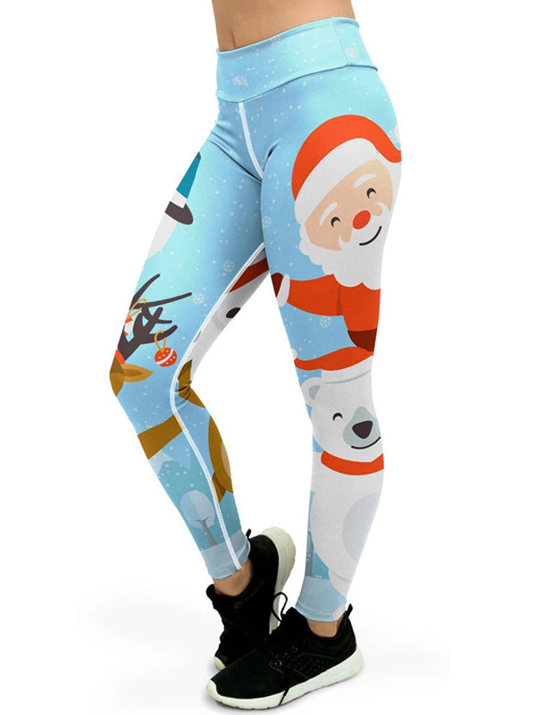 Adorable Christmas Print Breathable Wrap Sports Leggings