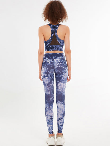 Mesh Floral Printed Bra& Legging Suits