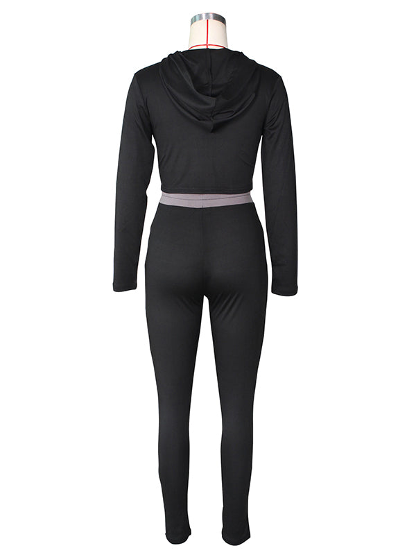 Contrast Color V-Neck Long Sleeve Tight Fashion Yoga Fitness Suits