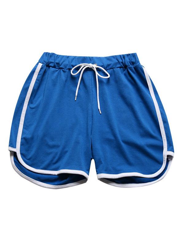 Casual Contrast Color Belted Sports Shorts