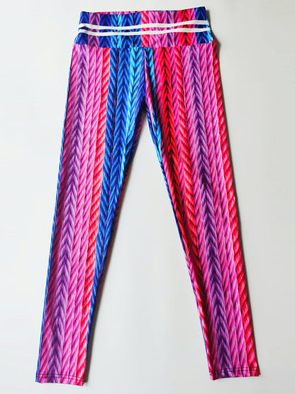 Weaved-Printed Colorful Flexible High-Waisted Leggings