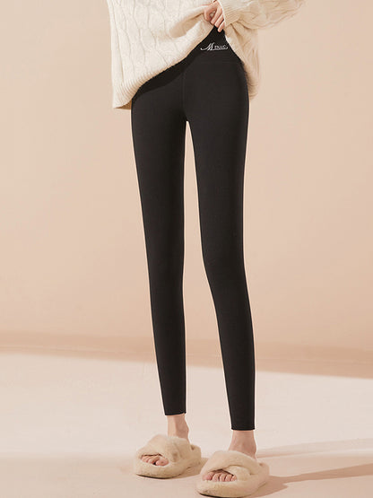 Casual Skinny Leg Letter Print Solid Color Leggings